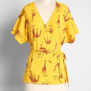 Modcloth Giraffe Wrap Top